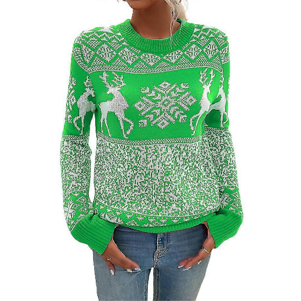 Skjorter & Toppe Dame Sweater Jul Langærmet Juletrøjer Rund Hals Jumpere No3174