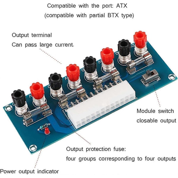 2 kpl 24-nastainen ATX Benchtop -sovitin virtalähdelevy tietokone ATX-virtalähde
