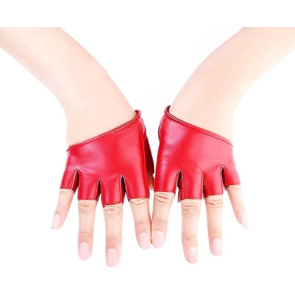 Kvinder Halv Palm Halv Finger Pu Læder Dansende Punk Handsker
