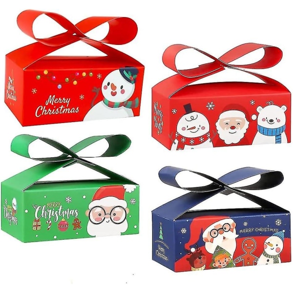 24-delers gaveesker Julekakebokser Julepyntbokser Julecupcakeser med 4 mønstrede julesløyfebokser for småkaker Godterigaver