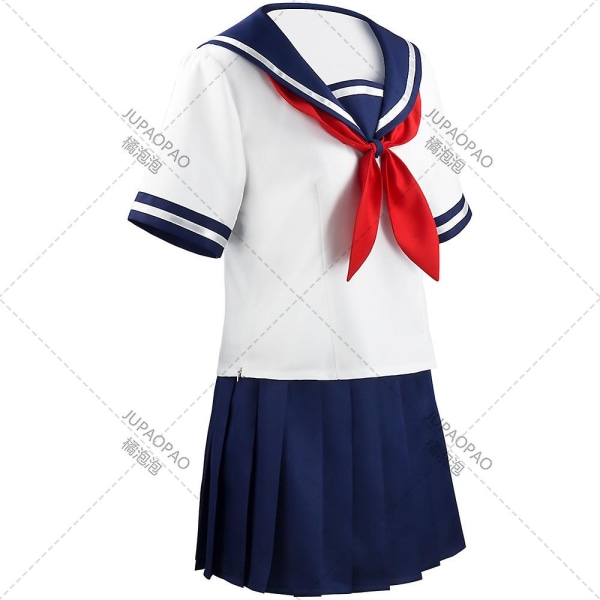 Yandere Simulator Ayano Aishi Cosplay Puvut Peli Anime Girls Jk Uniform Outfit Sailor T-paita hameella Musta peruukit Set Party L