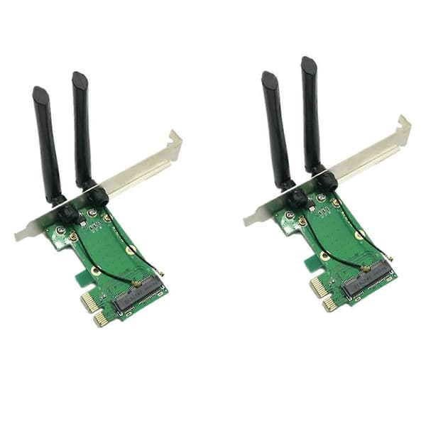 For PC Trådløst Kort WiFi Mini PCI-E Express til PCI-E Adapter med 2 Antenner Ekstern