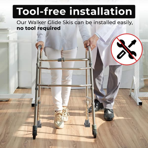 Ski och glid universal kraftiga glidfotsöverdrag snöskidfotsdynor rollatorfotsdynor black