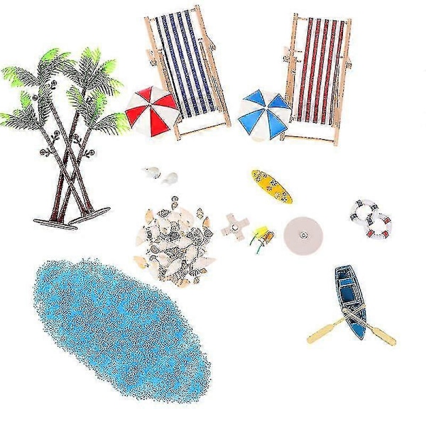 18 stk 1:12 Dukkehust Miniatyr Dekkstol Strandparasoll Båtskallsett Dekor