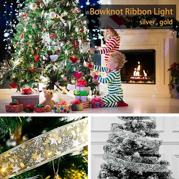Juledekorasjon LED Båndlys Juletrepynt DIY Blondesløyfer Lyslenke Navidad Hjemmedekorasjoner Nyttår 2022