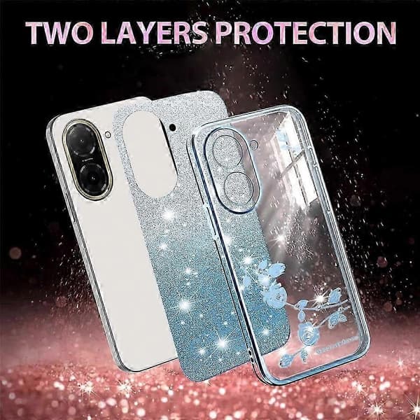 KADEM Kompatibel med Redmi A5 NFC (EU) (173.45mm) Blommig TPU Flexibelt Gradient Mobilskal Blue
