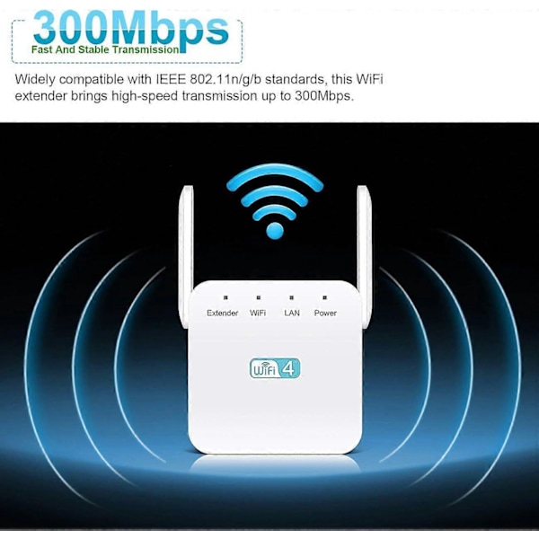 WiFi-forsterker, 300M trådløs repeater (EU, Hvit, 1 stk)