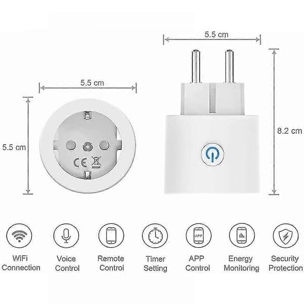 Wifi Smartplugg 16a Strømforbruksmåling, Smartplugg Kompatibel
