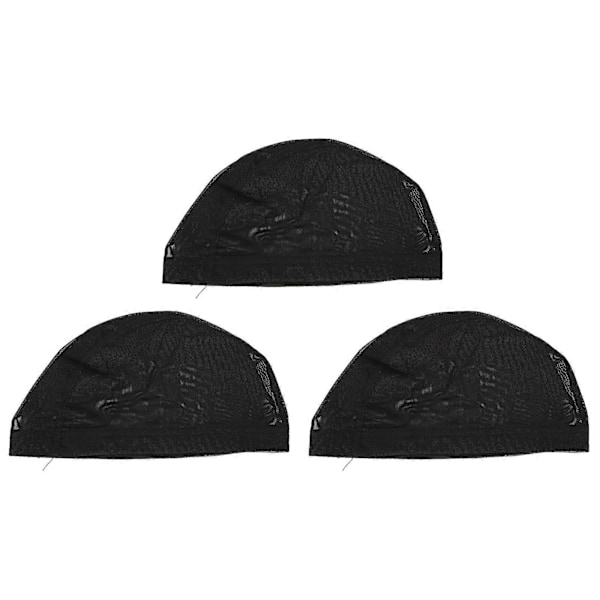 Svarta Peruknät i Mesh - 3 st Nylon Andningsbara Bekväma Elastiska
