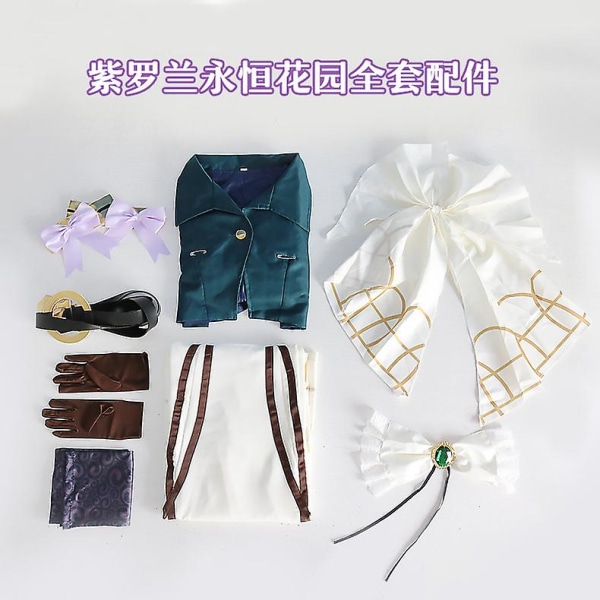 Violet Evergarden Cosplay Glove Plus Size -kenkä peruukkineula Kädet Puku Valsan puku Anime Naisille Halloween Top Mekko Kengät Saappaat Costume S