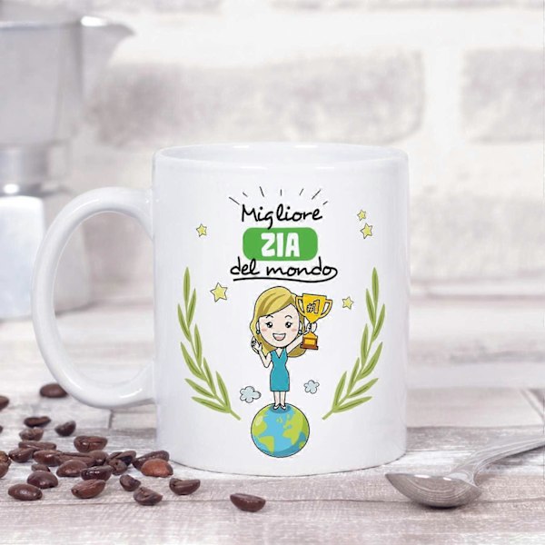 Zia Tazza/Muki Maailman Paras Täti Alkuperäinen Syntymäpäivälahja Idea Paras Täti Keramiikkamuki. 330 ml