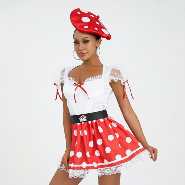 Beeladan 2023 Kvinner Halloween Musekostyme Elegant Deluxe puffermer Mrs. Mouse Kjole med Beret Hat Mote Cosplay Kostymer M