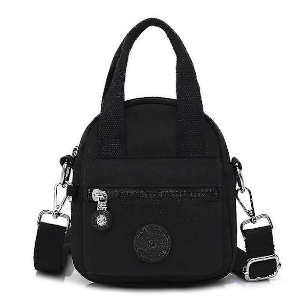 Kvinnor S-väskor Plånböcker tvättad nylon Casual axelhandväska Black