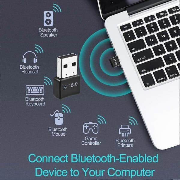 LccKaa USB Bluetooth -sovitin 5.0 Bluetooth-vastaanotin USB Bluetooth 5.0 -dongle BT 5.0 Lähetinsovitin PC-kannettavan kaiuttimelle