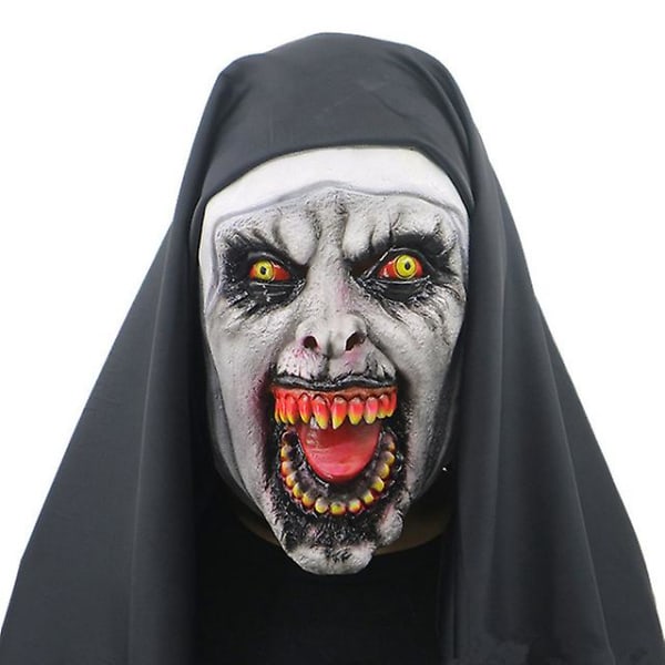 Halloween Scary Nun Mask Temppu Pelottavat naamarit Kuminaamari Päänauha Live-esitys Rekvisiitta Puku Naamiot päähineellä Non luminous nun