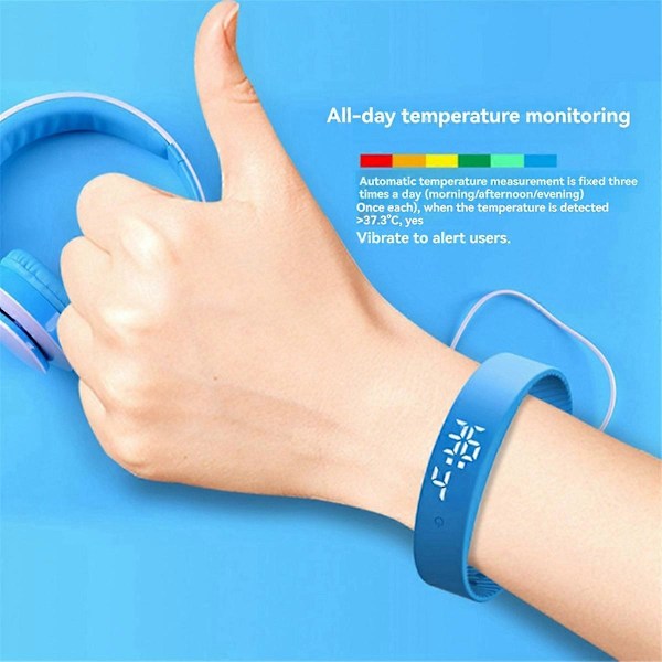 LED Digitalt Smart Armbånd Vandtæt Smart Ur Smart Armbånd med Kropstemperaturmåler, Vibra