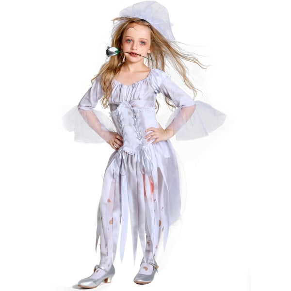 Halloween horror korsett grå vampyr brud maskerade cosplay zombie dress girl L