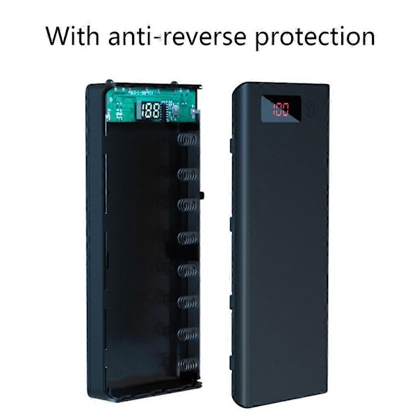 8x18650 Power Bank -kotelo A6 LCD-näytöllä, matkapuhelimen lataus DIY kuorelle Cha