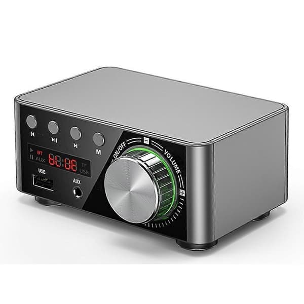 50W + 50W 100W Bluetooth 5.0 Forstærker Digital Audio Power Amp Sølvgrå