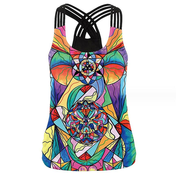 Dame tanktop Halloween 3d Horror Ugly Print Cross Skulderstrop Nyhed Rundhalset Vest Tee style 5 M