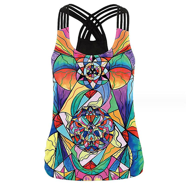 Dame tanktop Halloween 3d Horror Ugly Print Cross Skulderstrop Nyhed Rundhalset Vest Tee style 5 S