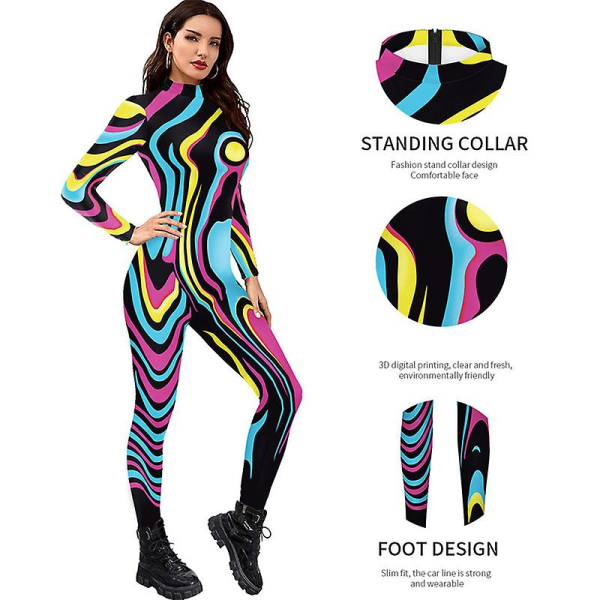 Kvinner Halloween-kostyme Stretch Skinny Catsuit Jumpsuit Bodysuit style 1 L