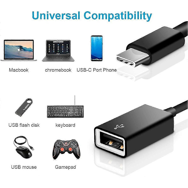2-pak USB C til USB 2.0 Adapter Type-c Otg Kabel Type C Han til USB A Hun Adapter Kompatibel Med