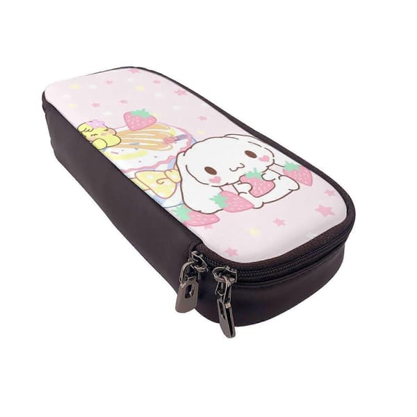 d247 CINNAMOROLL Penalhus Multifunktionel Læderpung med Lynlås & Elastiske Stropper s247