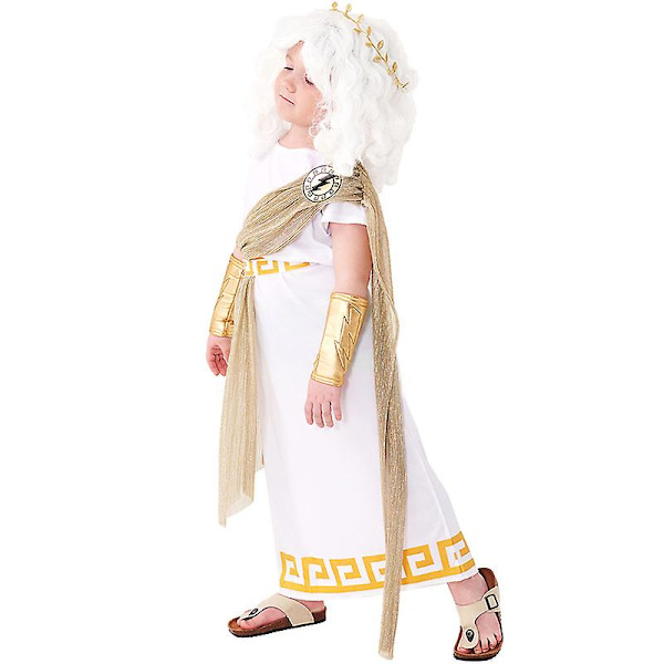 Karnevaali Halloween Poikien Kreikkalainen Farao-Robe-Puku Arab Sheik Toga Spooktacular Cosplay Hieno Pukeutumisjuhlamekko White L