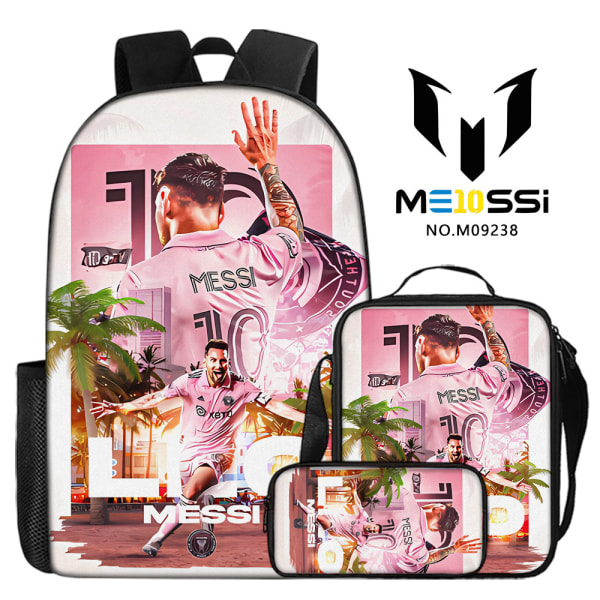 3-delad set av fotbollsstjärnan Messi perifera ryggsäckar, skolväskor för grundskole- och gymnasieelever, digitaltryck campusryggsäckar style 18
