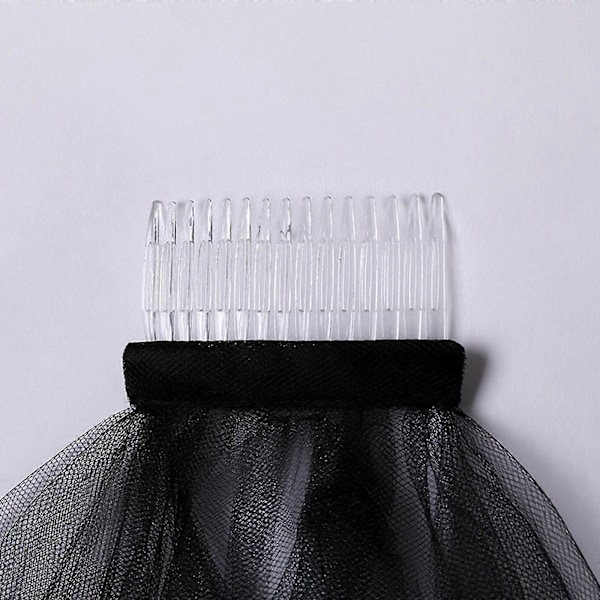 Dobbeltlags Mesh Tulle BryllupsSlør For Kvinner Med Kam Og Båndkant, Senterkaskader, Fest Hodeplagg