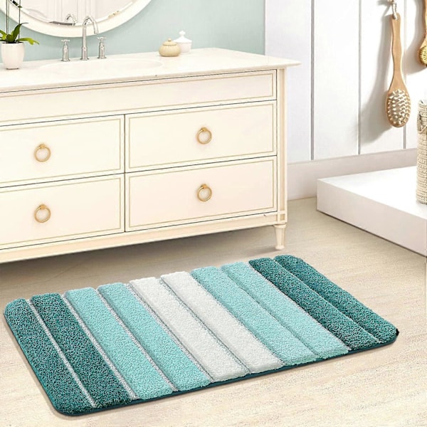 Halkfri Badrumsmatta, Extra Mjuk Badrumsmatta, Maskintvättbar, Vattenabsorberande, 50 x 80 cm, Himmelsk Cyan