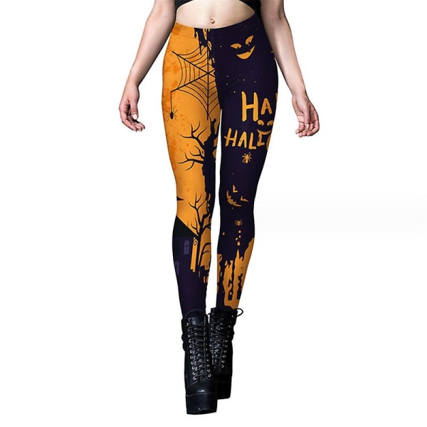 Naisten halloween kurpitsalla printed leggingsit COLOR 1 L