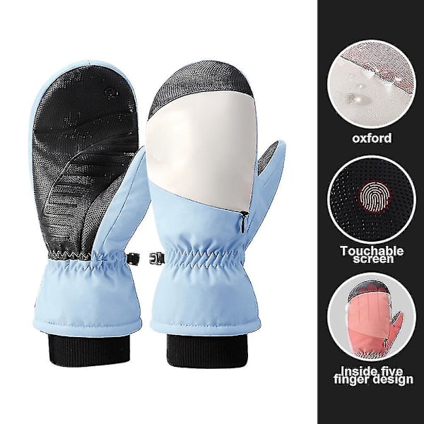 Skidhandskar för män och kvinnor: Vindtät vattenavvisande vintervante Single Xs-xxxl Blue M