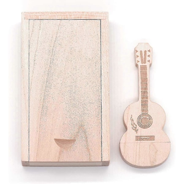 Gitarr USB-minne av lönnträ, trä-tumme, gitarrgåvor, nyhet (32 GB, valnöt)