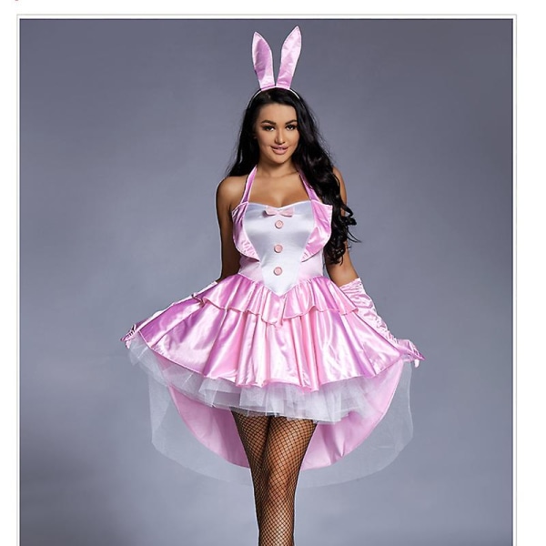 Carnival Halloween Lady Seksikäs Pinkki Pupu Tyttö Puku Ihana Tylli Tuxedo Kani Disfraz Cosplay Fancy Juhlamekko Pink M