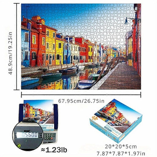Nye modeller Voksen 1000 Brikker Papir Puslespil Farverige Huse Jigsaw Berømt Landskab By Landskab Boligindretning Vægdisplay Fars Dag Mors Dag Påske