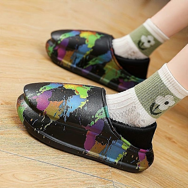 Nya modeller Herr Mjuka Plyschiga Mysiga Tofflor, Halkfria Tjocksulade Slip-on Skor Med Luddigt Foder Och Elastisk Öppning För Inomhus Utomhus Promenader, Au