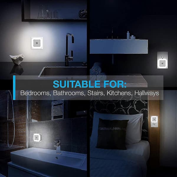 LED-nattlampa, stickkontakt 6-pack Smart Sensor, Nattlampor Lämpliga För Sovrum