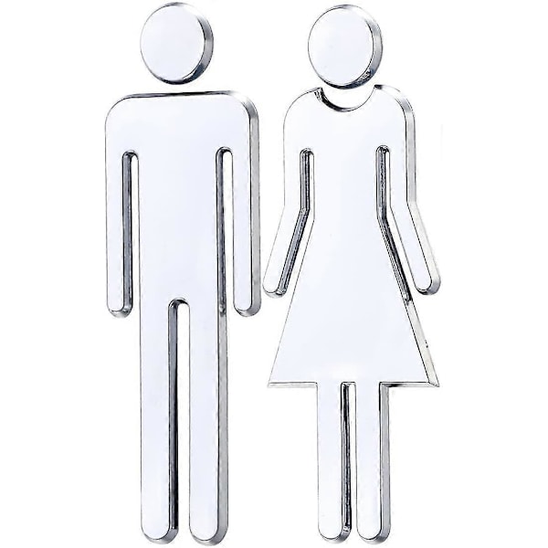 1 Pari WC-tarra Irrotettava 3D-peilivinyylitaide Seinätarra Miehet Naiset