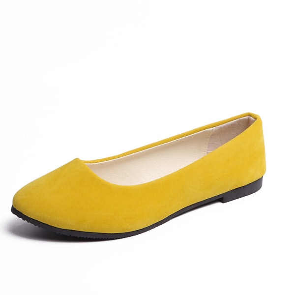 Enkeltsko med spiss hode flate lette dame flate sko for kvinner apricot yellow 39