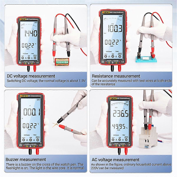 681 Uppladdningsbar Digital Multimeter Beröringsfri Spänningstestare Spänningsmätare LCD-Skärm Strömtest