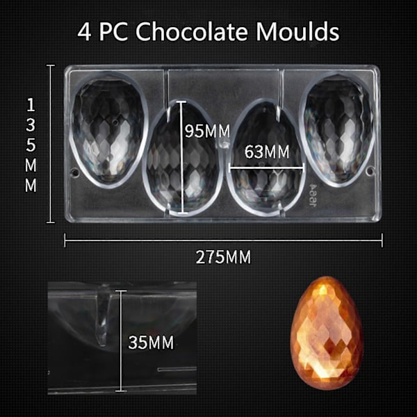 4/24 Huller Ægformet Resin Form til Chokoladefremstilling Køkken Silikone Bageform