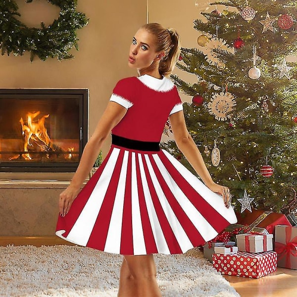 3d Ugly Christmas Print Dress Kortermet Unique Flare Dress Christmas Women Party Korte kjoler til sommer høst L