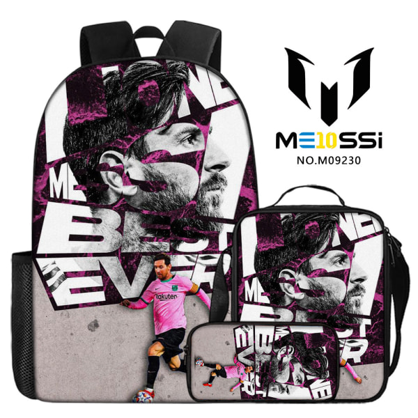 3-delad set av fotbollsstjärnan Messi perifera ryggsäckar, skolväskor för grundskole- och gymnasieelever, digitaltryck campusryggsäckar style 10