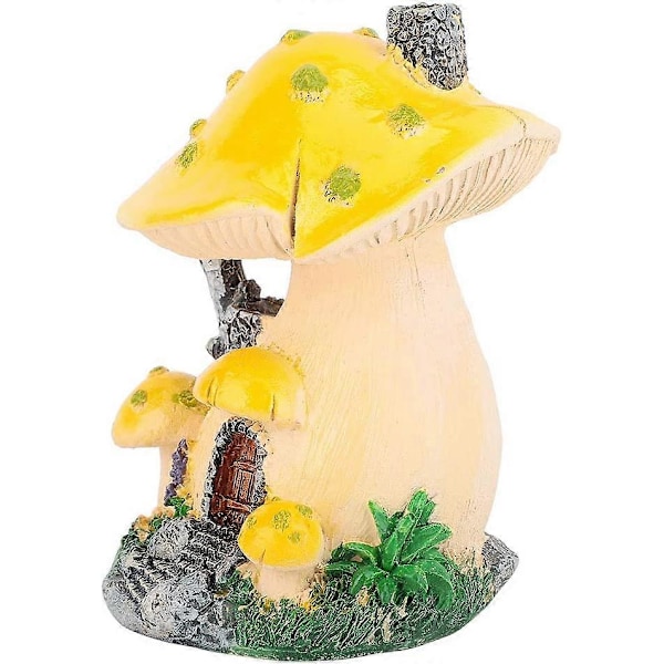 Fe-havehus, Mini Svampehave Figur Resin Plæne Ornament Hytte Figurer Have Fe Skulpturer