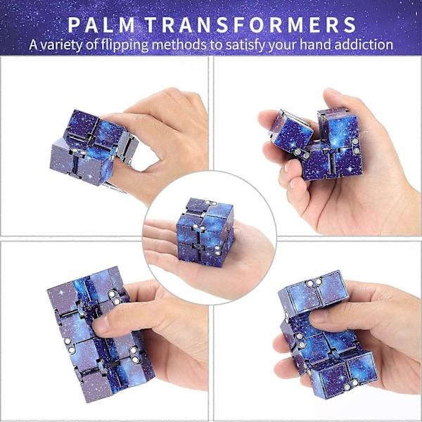 Infinity Cube Fidget Leke, 2 STK Finger Fidget Leker, Stress- og Angstlindrende Førskoleleke, Strømpestoppere for Voksne Barn, Tidsfordriv Kul Fidget