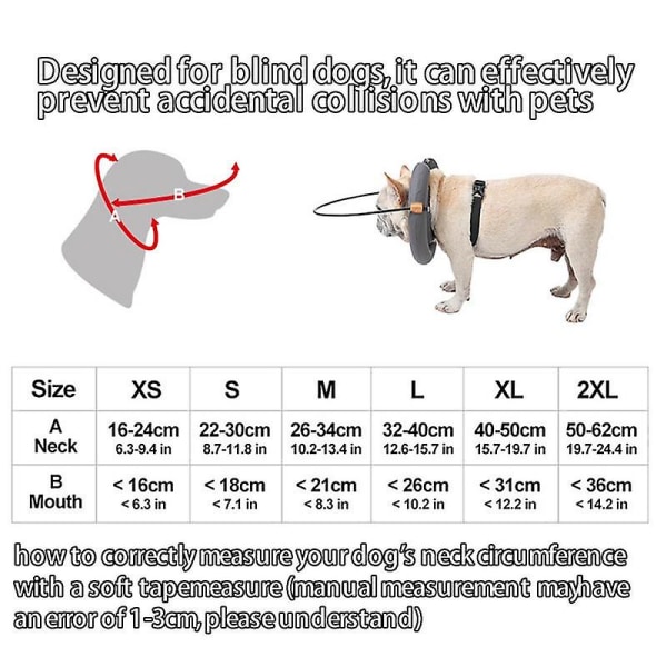2023 Ny Blind Dog Sele Lederenhet Blind Dog Halo Pet Anti-kollisjonsring Blind Hundetilbehør Justerbar ring XS