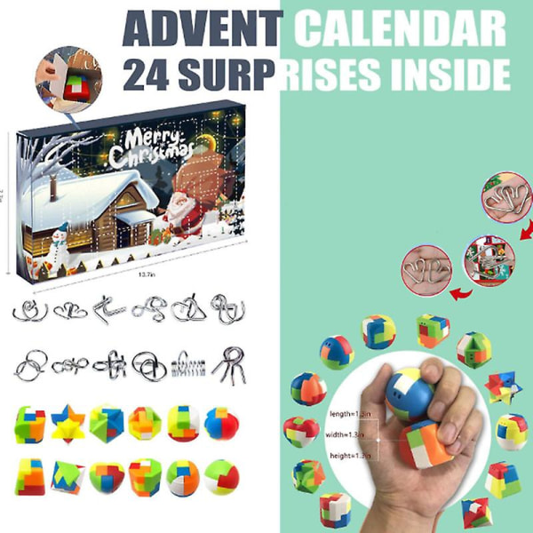 Brain Teasers Puslespill adventskalender, adventskalender for barn 2023, 24 deler julenedtellingskalender gaveeske for tenåringer Gutter Jenter Voksne