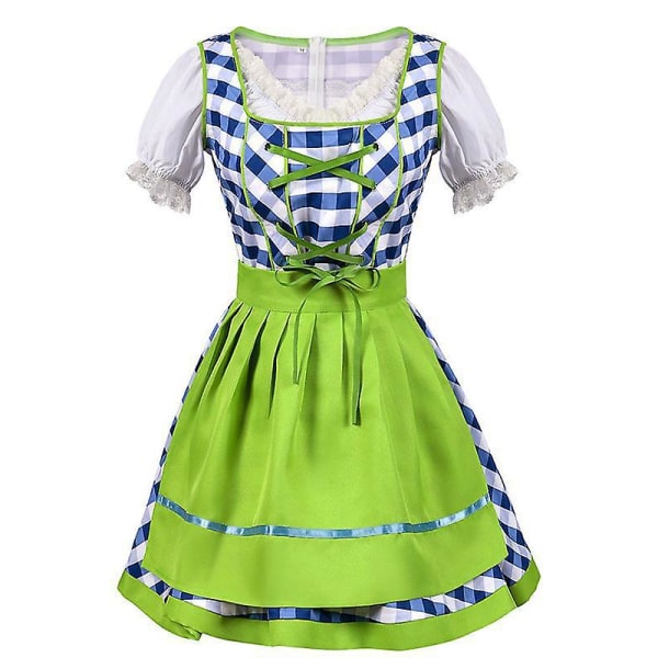 Nya Halloween-karnevalsdräkter Tyska Oktoberfest-kostymer Delade hängslen Kostym bayerska damkläder 2XL Green